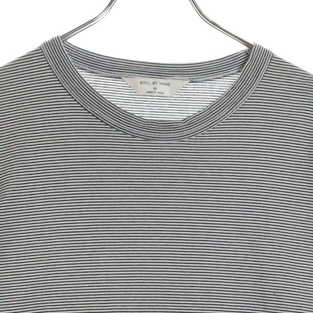 STILL BY HAND(スティルバイハンド) Cotton Crew Neck Border Tee コットン ボーダーデザイン クルーネック半袖tシャツカットソー ホワイト CS04231