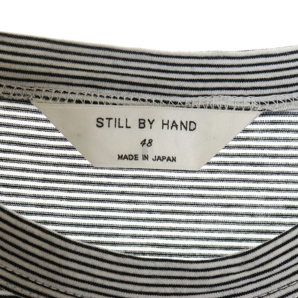 STILL BY HAND(スティルバイハンド) Cotton Crew Neck Border Tee コットン ボーダーデザイン クルーネック半袖tシャツカットソー ホワイト CS04231