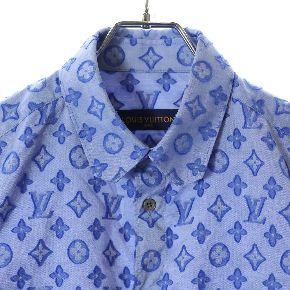 LOUIS VUITTON(ルイヴィトン) 21AW モノグラム エンボス DNAカラー 長袖シャツ ブルー RM212Q DO7 HLS51W