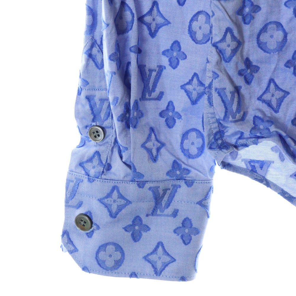 LOUIS VUITTON(ルイヴィトン) 21AW モノグラム エンボス DNAカラー 長袖シャツ ブルー RM212Q DO7 HLS51W