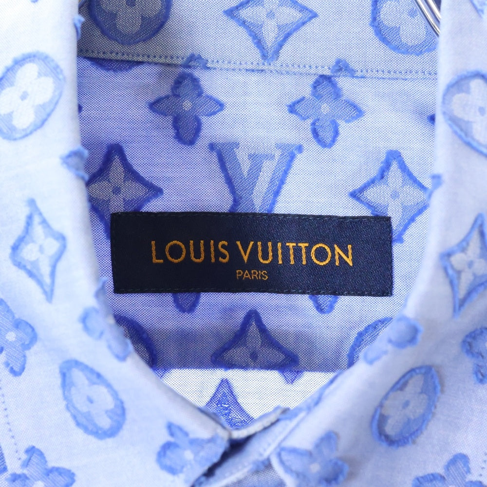 LOUIS VUITTON(ルイヴィトン) 21AW モノグラム エンボス DNAカラー 長袖シャツ ブルー RM212Q DO7 HLS51W