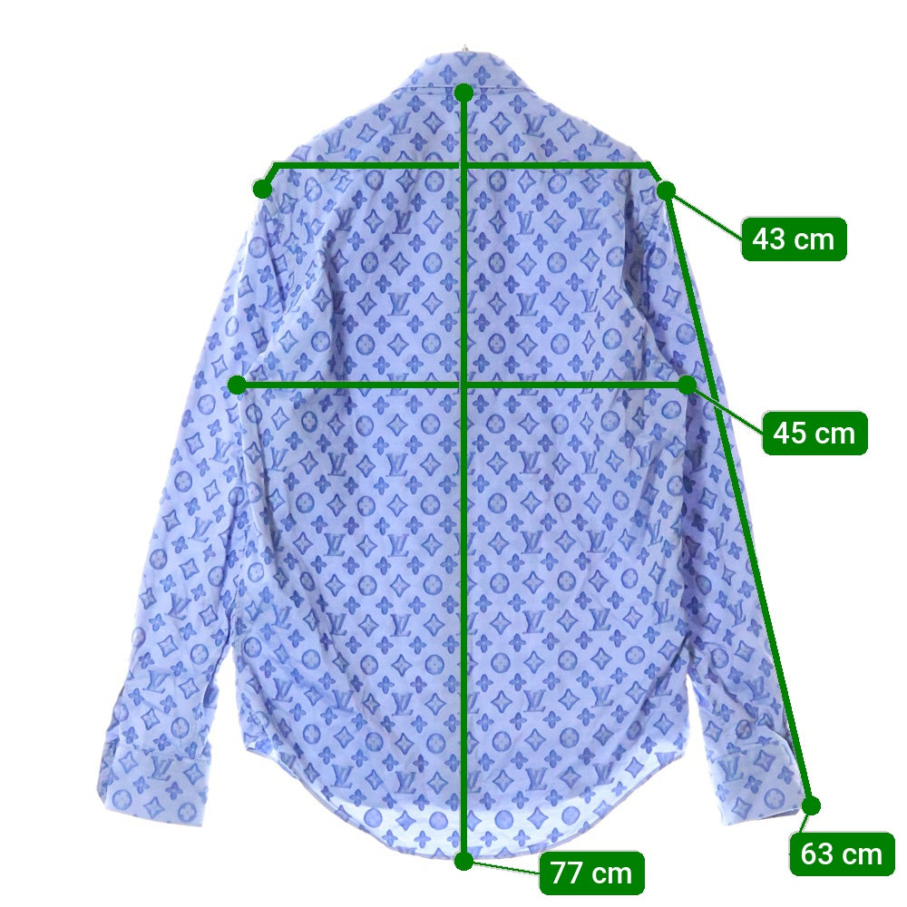 LOUIS VUITTON(ルイヴィトン) 21AW モノグラム エンボス DNAカラー 長袖シャツ ブルー RM212Q DO7 HLS51W