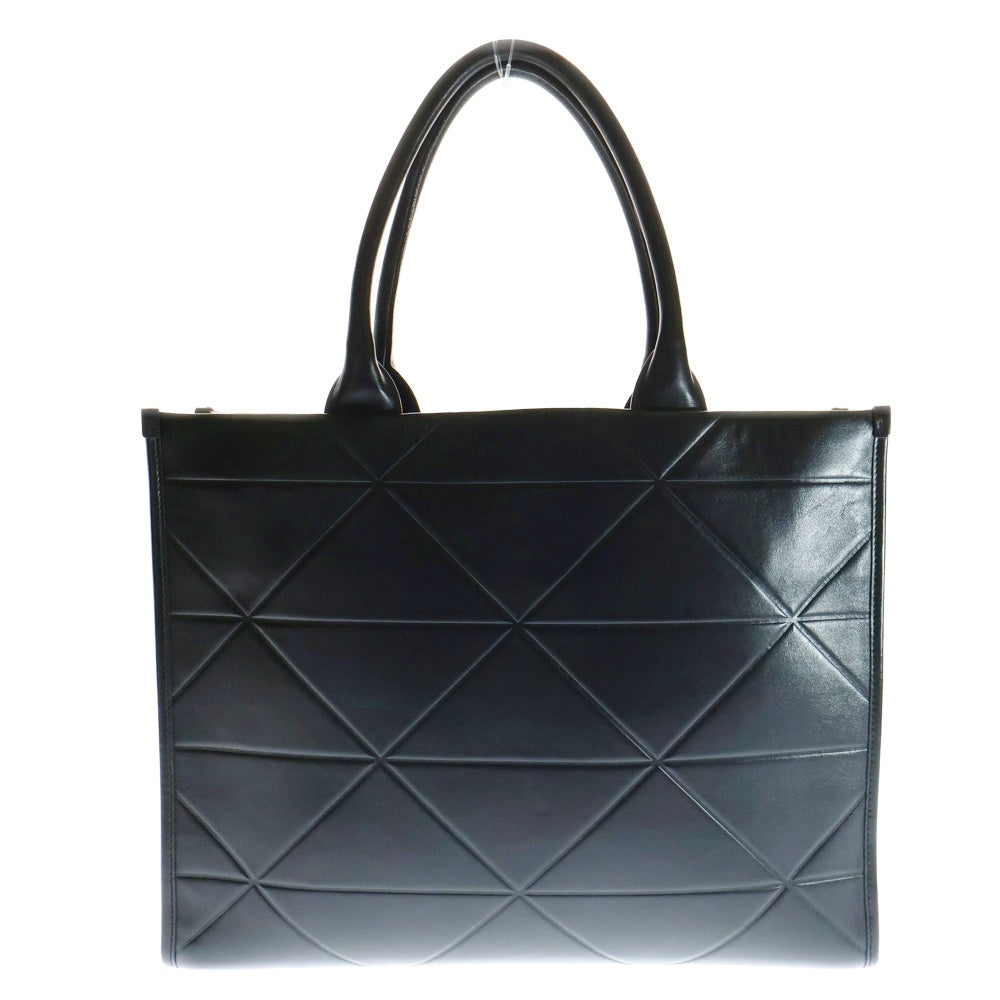 PRADA(プラダ) シンボルステッチ ロゴ レザー トートバッグ ラージ ブラック/ゴールド 1BA377