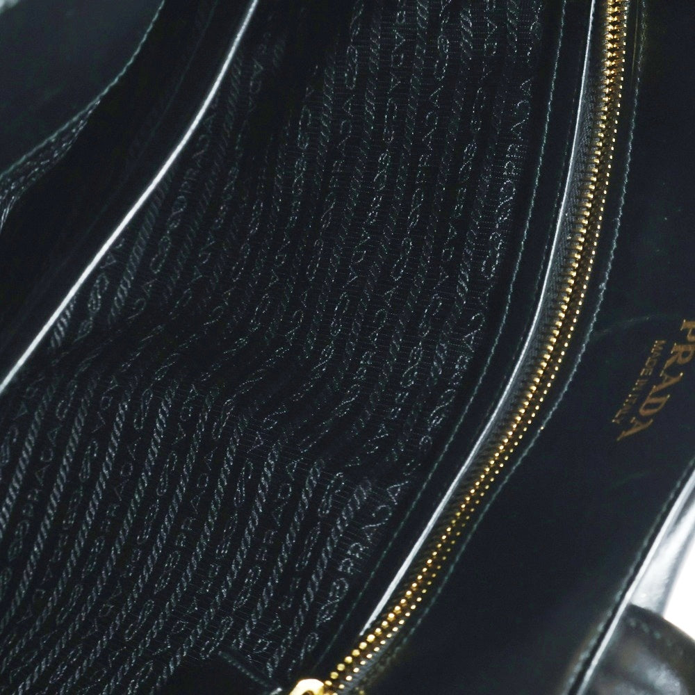 PRADA(プラダ) シンボルステッチ ロゴ レザー トートバッグ ラージ ブラック/ゴールド 1BA377