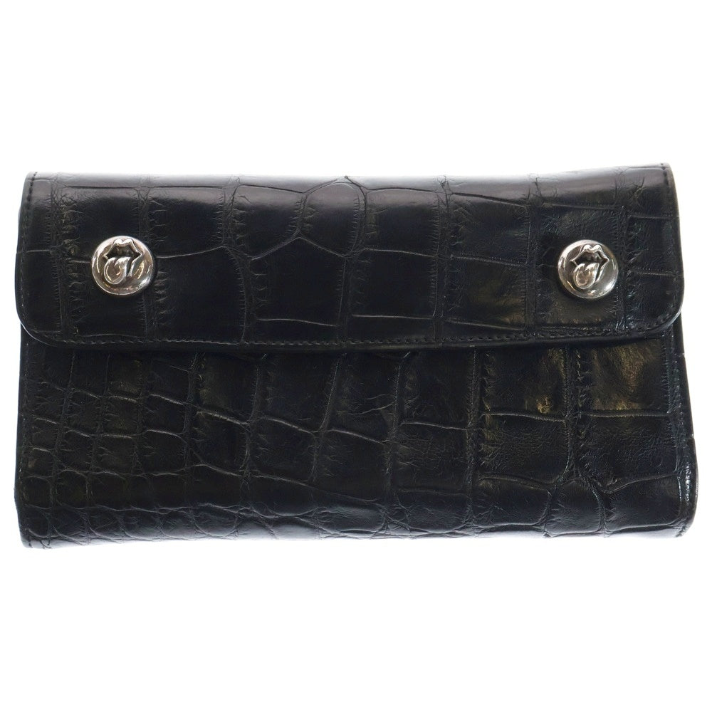CHROME HEARTS(クロムハーツ) WAVE ALLIGATOR LIPS TONGUE ウェーブ エキゾチック レザーウォレット リップ&タン 長財布 ブラック