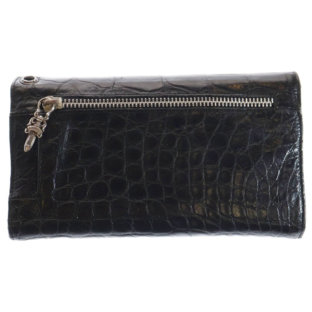 CHROME HEARTS(クロムハーツ) WAVE ALLIGATOR LIPS TONGUE ウェーブ エキゾチック レザーウォレット リップ&タン 長財布 ブラック