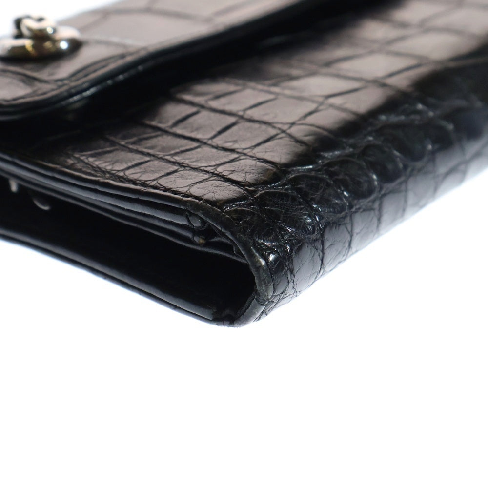 CHROME HEARTS(クロムハーツ) WAVE ALLIGATOR LIPS TONGUE ウェーブ エキゾチック レザーウォレット リップ&タン 長財布 ブラック