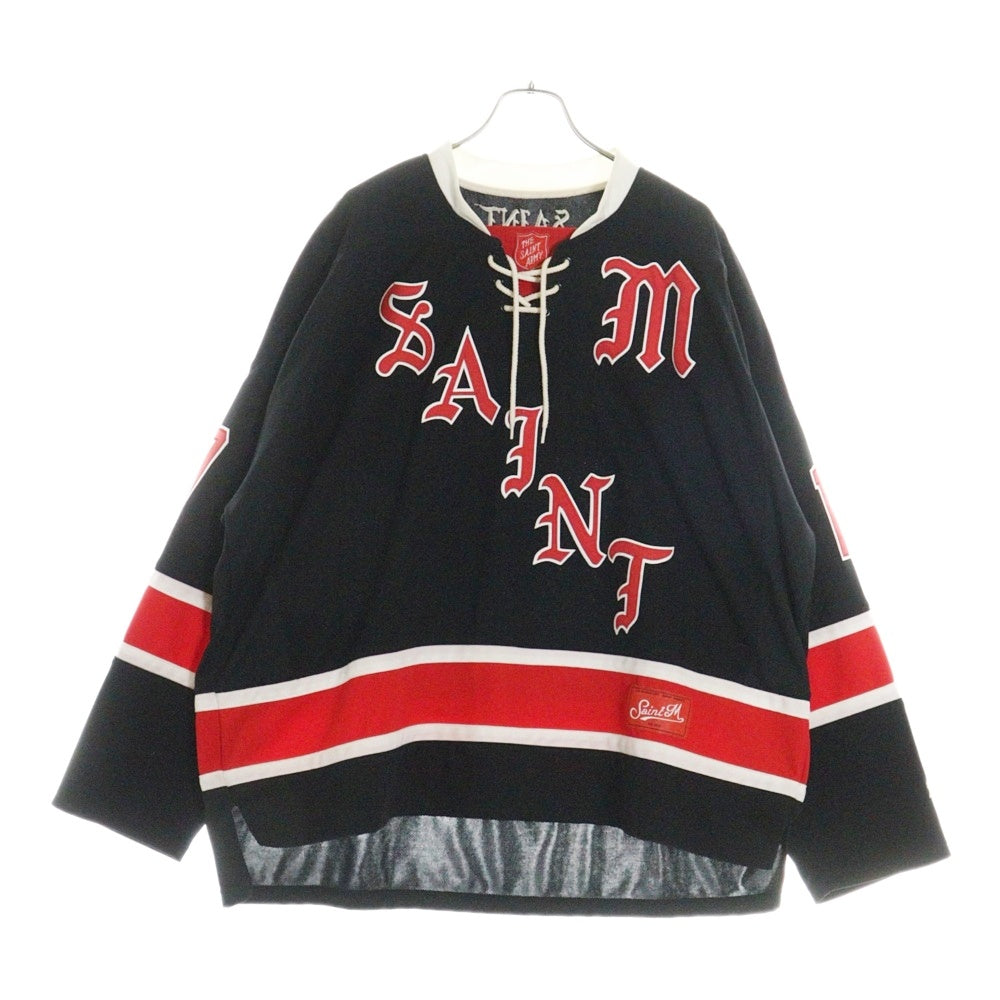 SAINT MICHAEL(セントマイケル) 23SS LS TEE GAMESHIRT ホッケーゲームシャツ 長袖カットソー ブラック SM-S23-0000-033