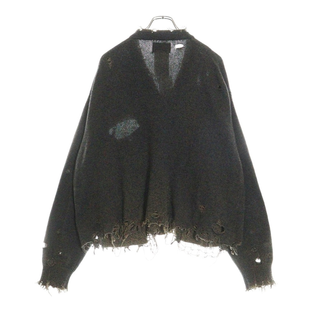 doublet(ダブレット) BROKEN HEART CARDIGAN 23AW56KN136 ダメージ加工 ハート刺繍 カーディガン ブラウン
