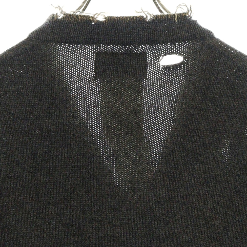 doublet(ダブレット) BROKEN HEART CARDIGAN 23AW56KN136 ダメージ加工 ハート刺繍 カーディガン ブラウン