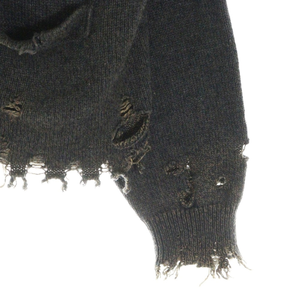 doublet(ダブレット) BROKEN HEART CARDIGAN 23AW56KN136 ダメージ加工 ハート刺繍 カーディガン ブラウン