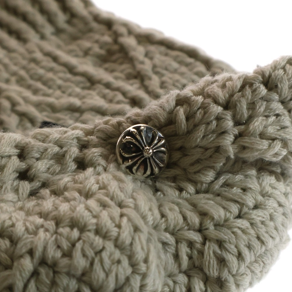 CHROME HEARTS(クロムハーツ) BEANIE ASPEN カシミヤ ビーニー レザークロスパッチ クロスボールボタン ニットキャップ ベージュ