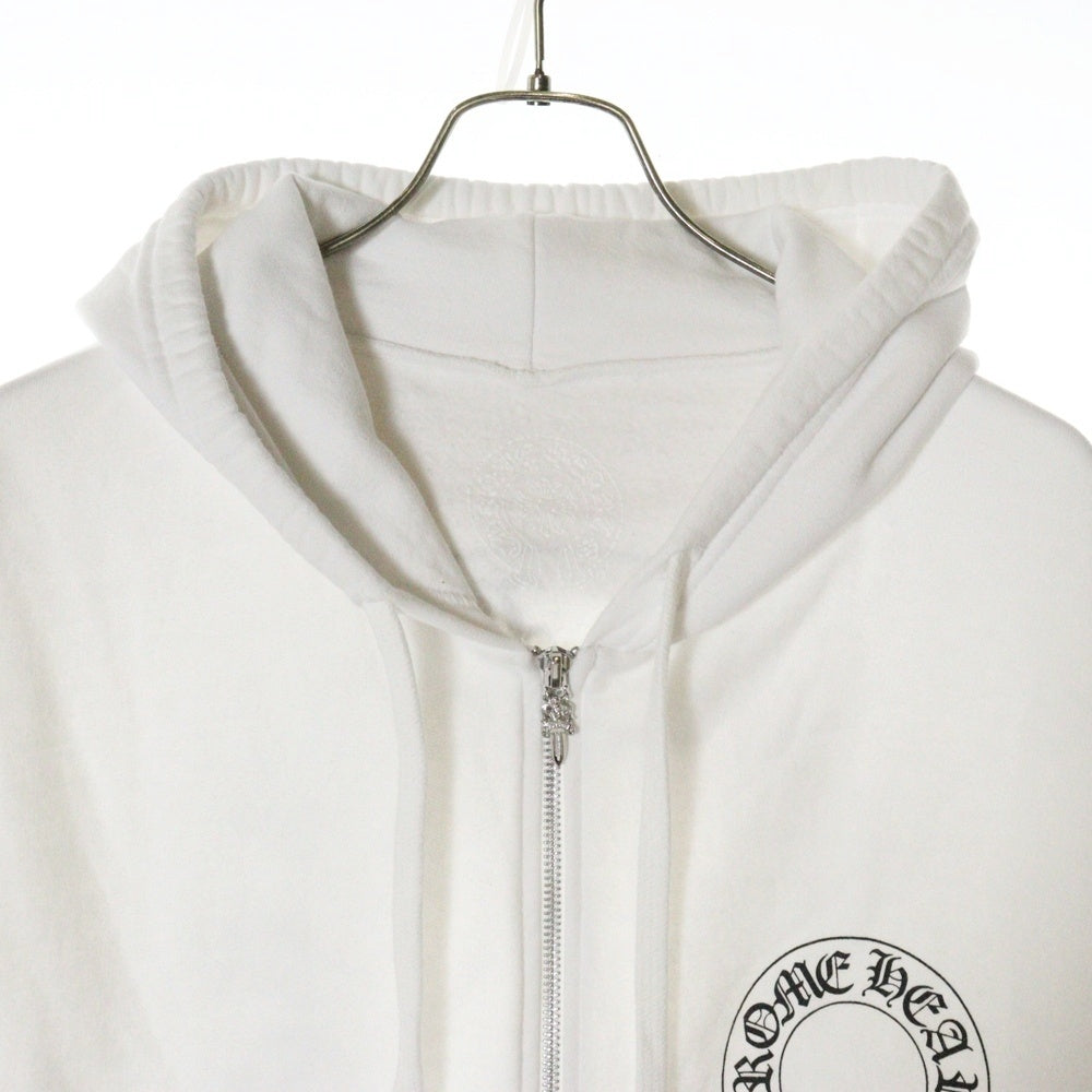 CHROME HEARTS(クロムハーツ) WTSHRT HD ZIP バックホースシュー 袖フローラルプリント ジップアップパーカー フーディー ホワイト
