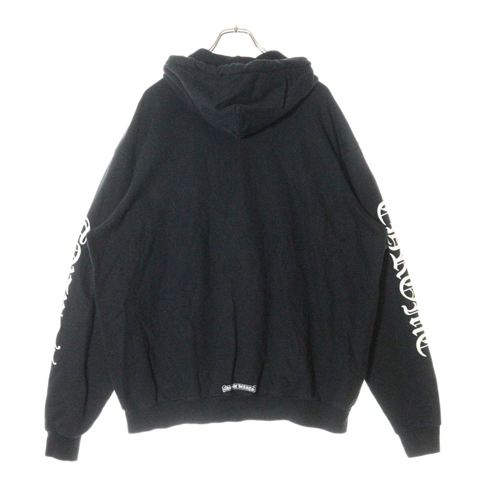 CHROME HEARTS(クロムハーツ) SWTSHRT PLVR 袖英字プリント プルオーバーパーカー フーディ ブラック
