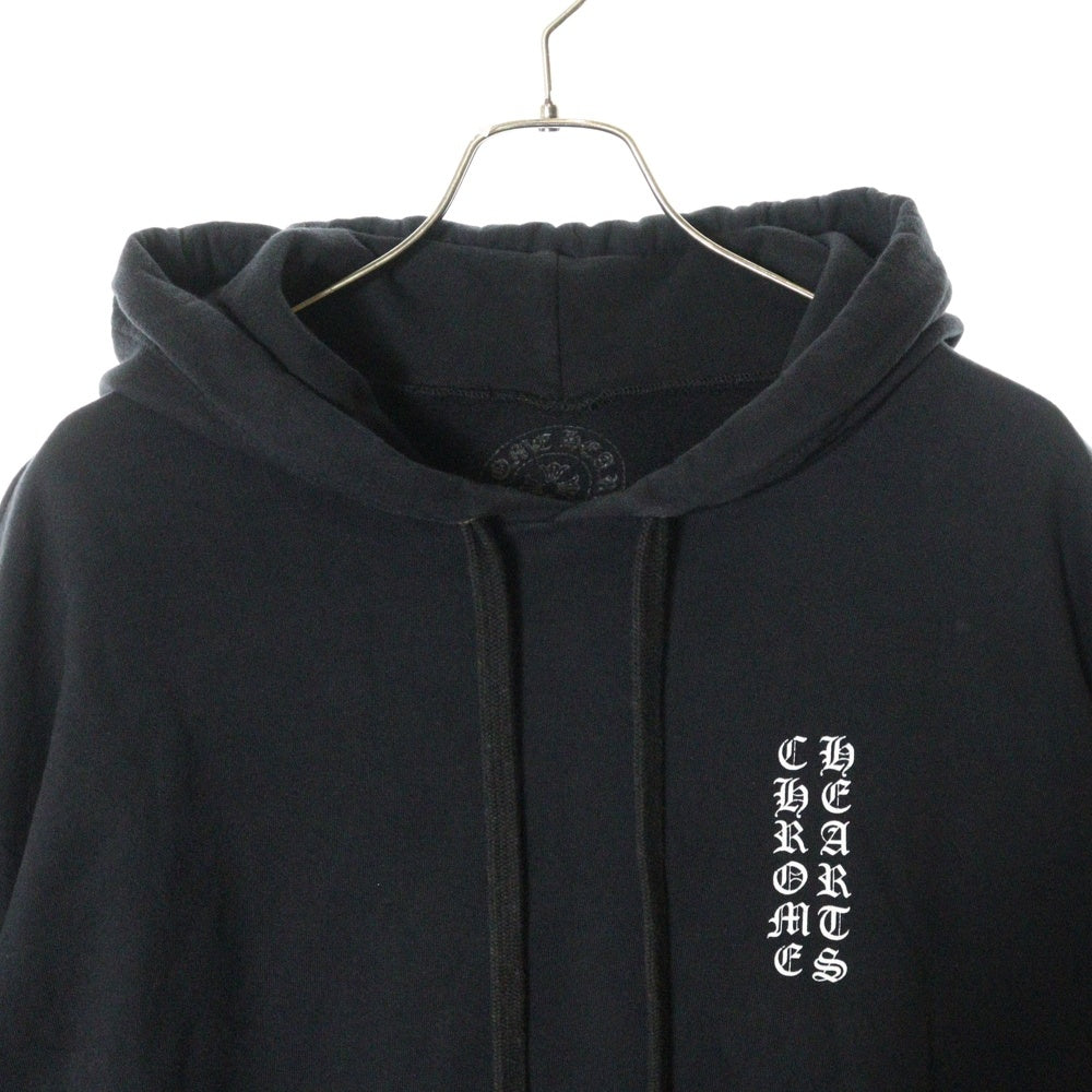 CHROME HEARTS(クロムハーツ) SWTSHRT PLVR 袖英字プリント プルオーバーパーカー フーディ ブラック