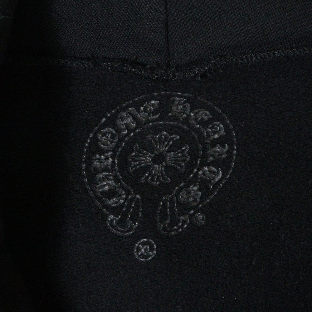 CHROME HEARTS(クロムハーツ) SWTSHRT PLVR 袖英字プリント プルオーバーパーカー フーディ ブラック