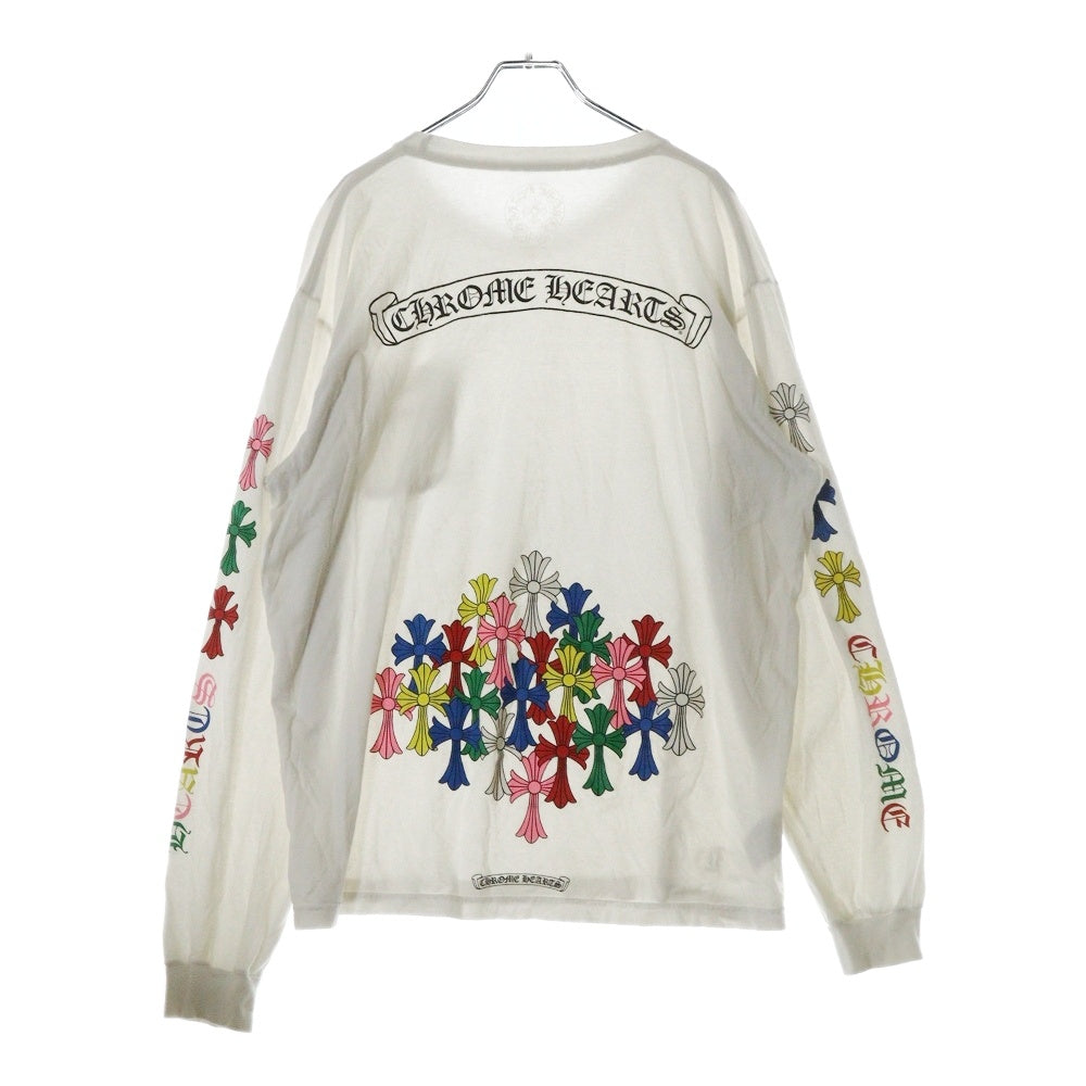 CHROME HEARTS(クロムハーツ) MLTCOL CEM CRS LS マルチセメタリークロスプリント クルーネック長袖Tシャツカットソー ロングスリーブ ロンT ホワイト