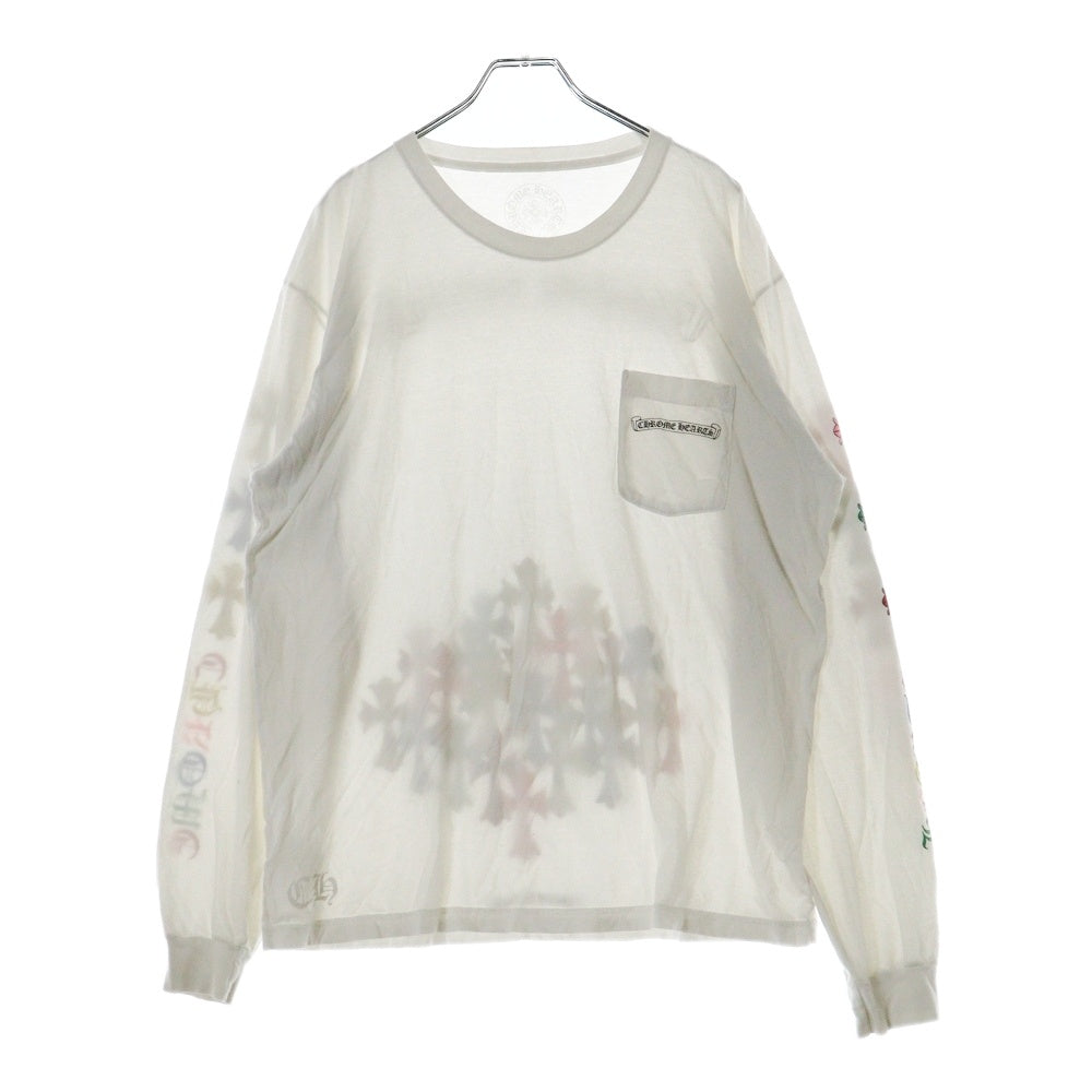 CHROME HEARTS(クロムハーツ) MLTCOL CEM CRS LS マルチセメタリークロスプリント クルーネック長袖Tシャツカットソー ロングスリーブ ロンT ホワイト