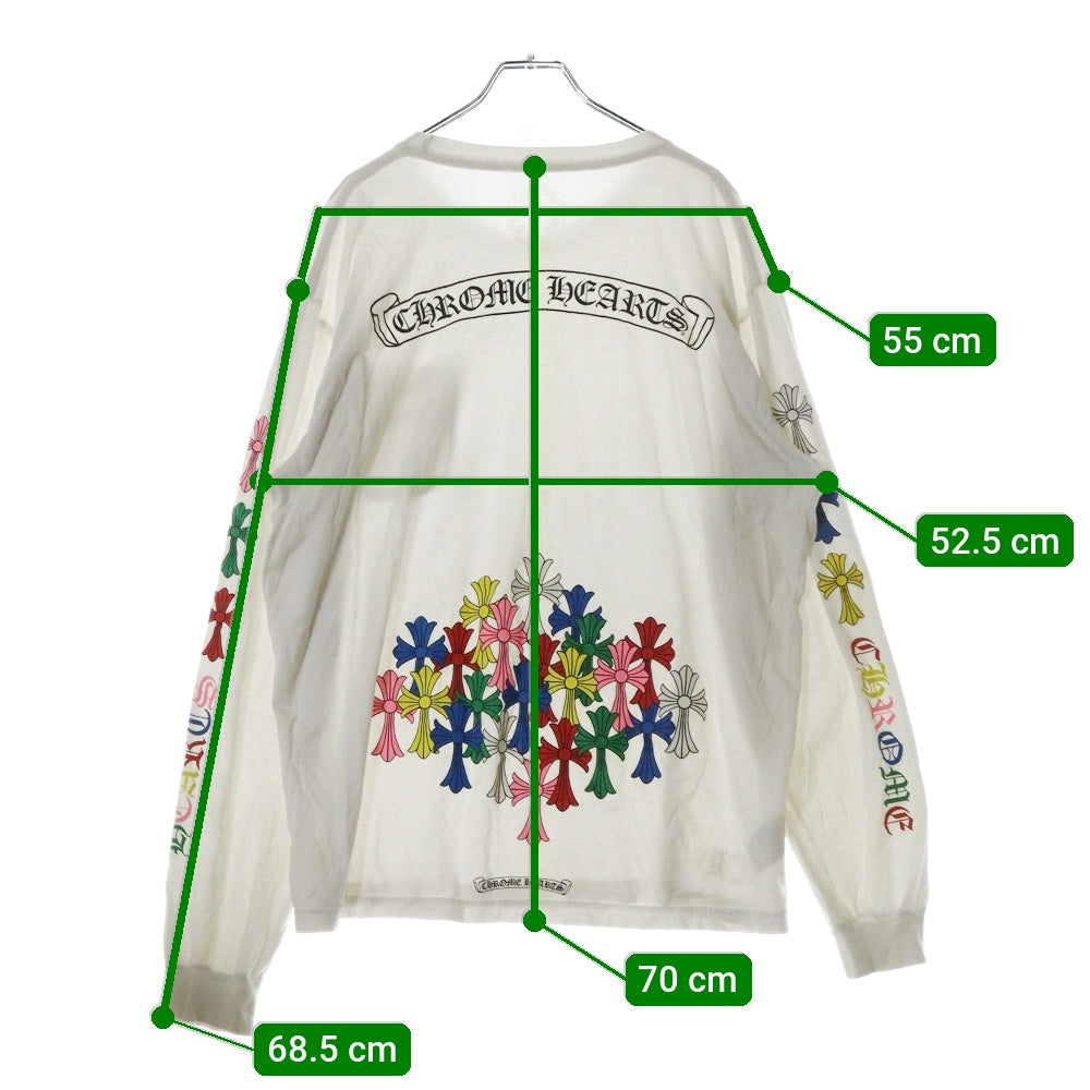 CHROME HEARTS(クロムハーツ) MLTCOL CEM CRS LS マルチセメタリークロスプリント クルーネック長袖Tシャツカットソー ロングスリーブ ロンT ホワイト