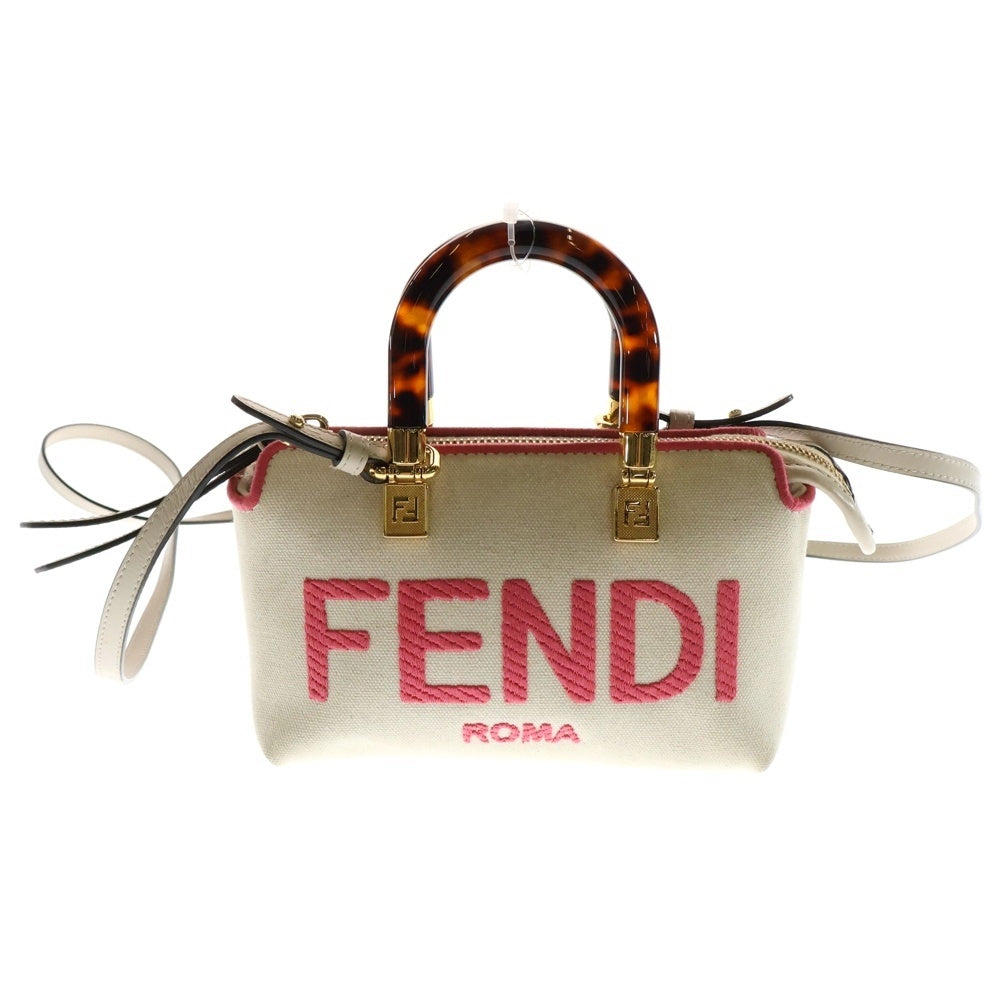 FENDI(フェンディ) BY THE WAY MINI CANVAS BAG バイザウェイ ミニキャンバスバッグ ハンドバッグ ショルダーバッグ 2WAY レディース 8BS067 アイボリー/ピンク