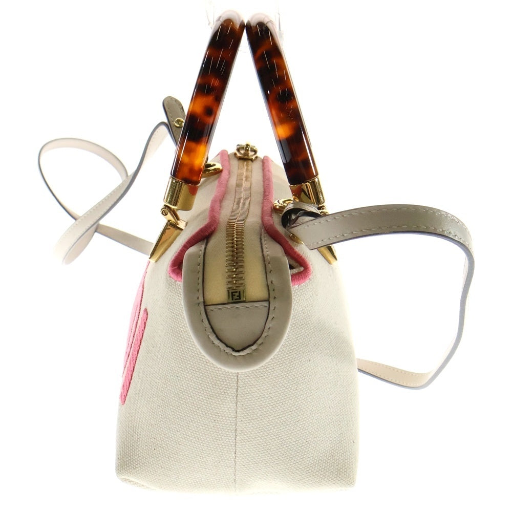 FENDI(フェンディ) BY THE WAY MINI CANVAS BAG バイザウェイ ミニキャンバスバッグ ハンドバッグ ショルダーバッグ 2WAY レディース 8BS067 アイボリー/ピンク