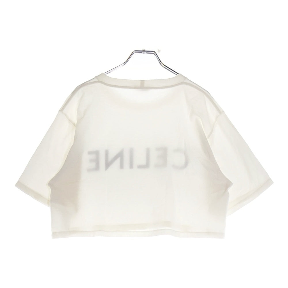 CELINE(セリーヌ) フロントロゴプリント クロップド クルーネック半袖Tシャツカットソー レディース ホワイト 2X761671Q