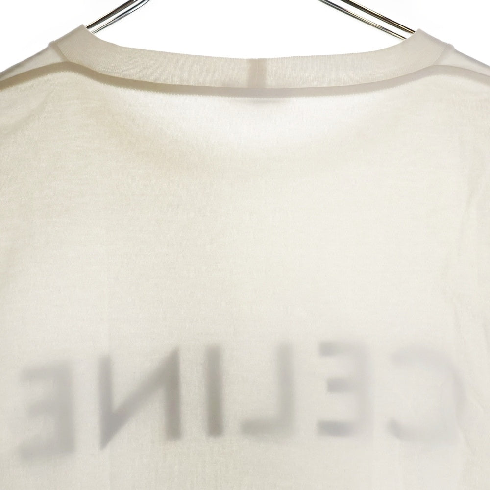 CELINE(セリーヌ) フロントロゴプリント クロップド クルーネック半袖Tシャツカットソー レディース ホワイト 2X761671Q