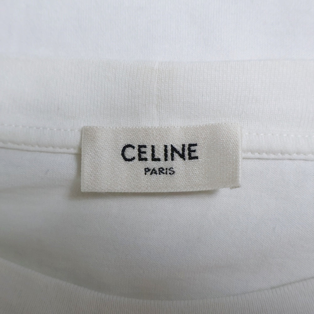 CELINE(セリーヌ) フロントロゴプリント クロップド クルーネック半袖Tシャツカットソー レディース ホワイト 2X761671Q
