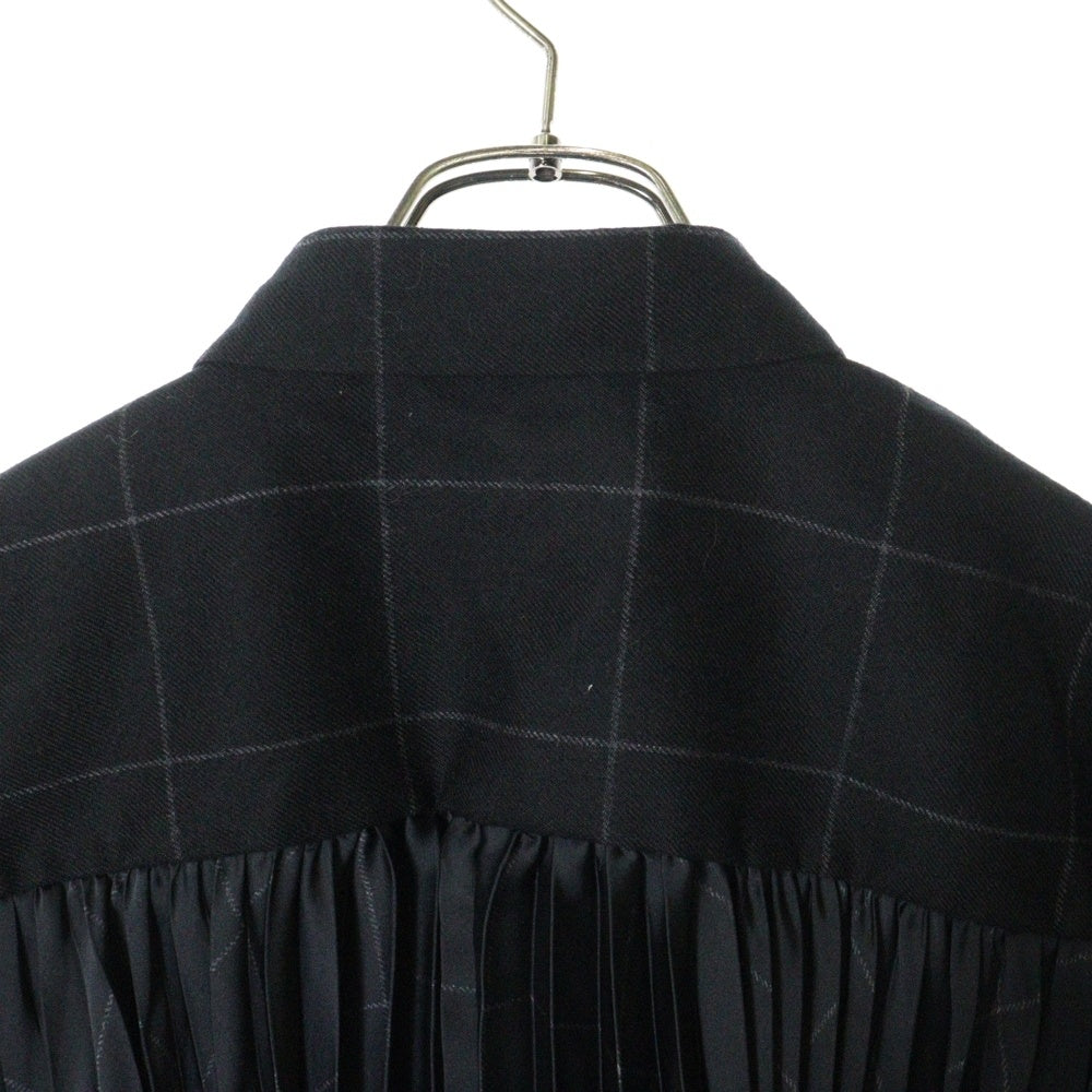 Sacai(サカイ) Windowpane Shirt 24-07570 ウール 長袖チェックシャツ レディース ブラック