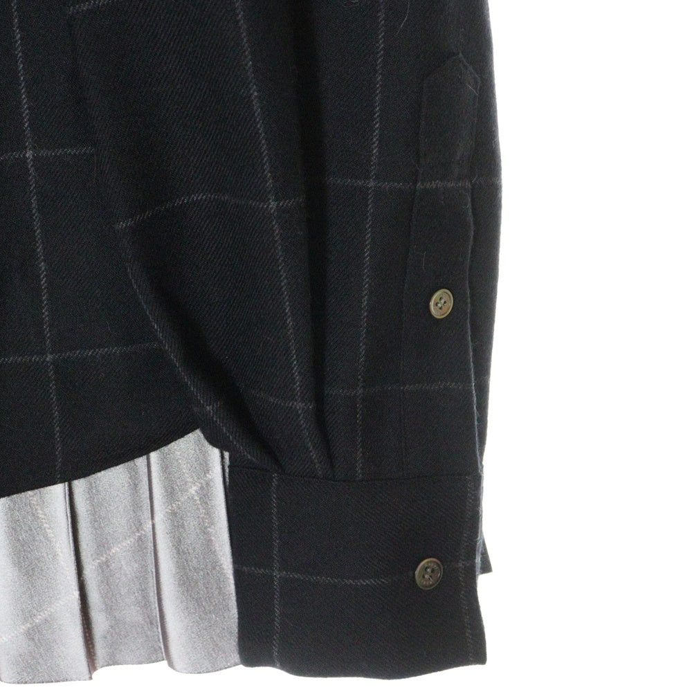 Sacai(サカイ) Windowpane Shirt 24-07570 ウール 長袖チェックシャツ レディース ブラック