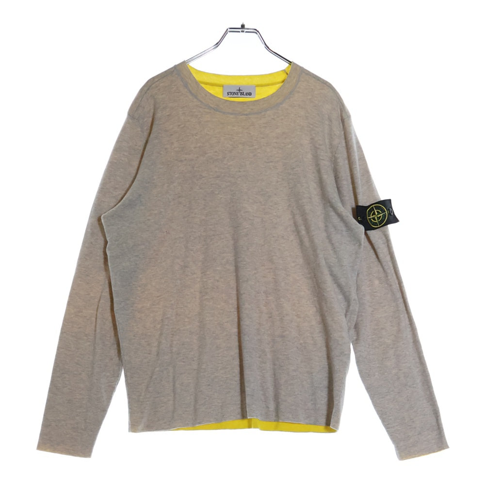 STONE ISLAND(ストーンアイランド) Reversible Cotton Knit リバーシブル クルーネックコットンニット セーター グレー/イエロー 7815505D1