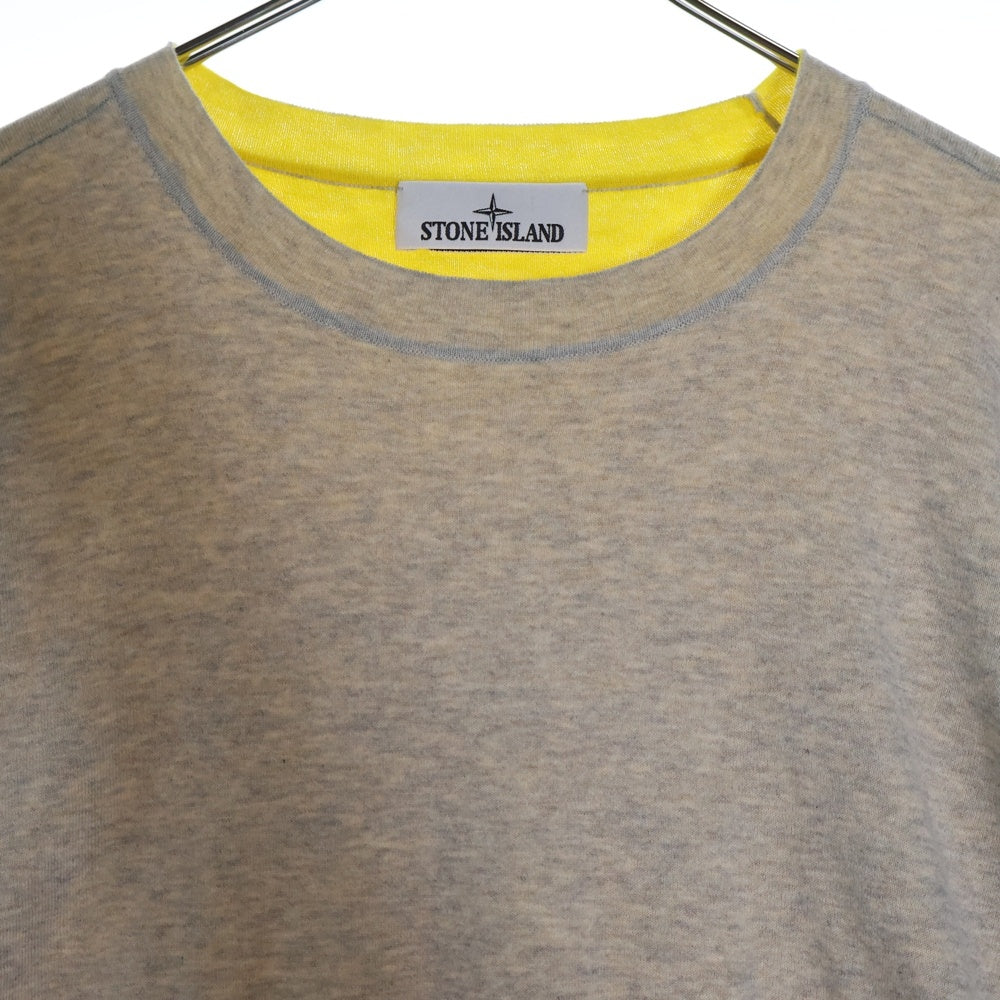 STONE ISLAND(ストーンアイランド) Reversible Cotton Knit リバーシブル クルーネックコットンニット セーター グレー/イエロー 7815505D1