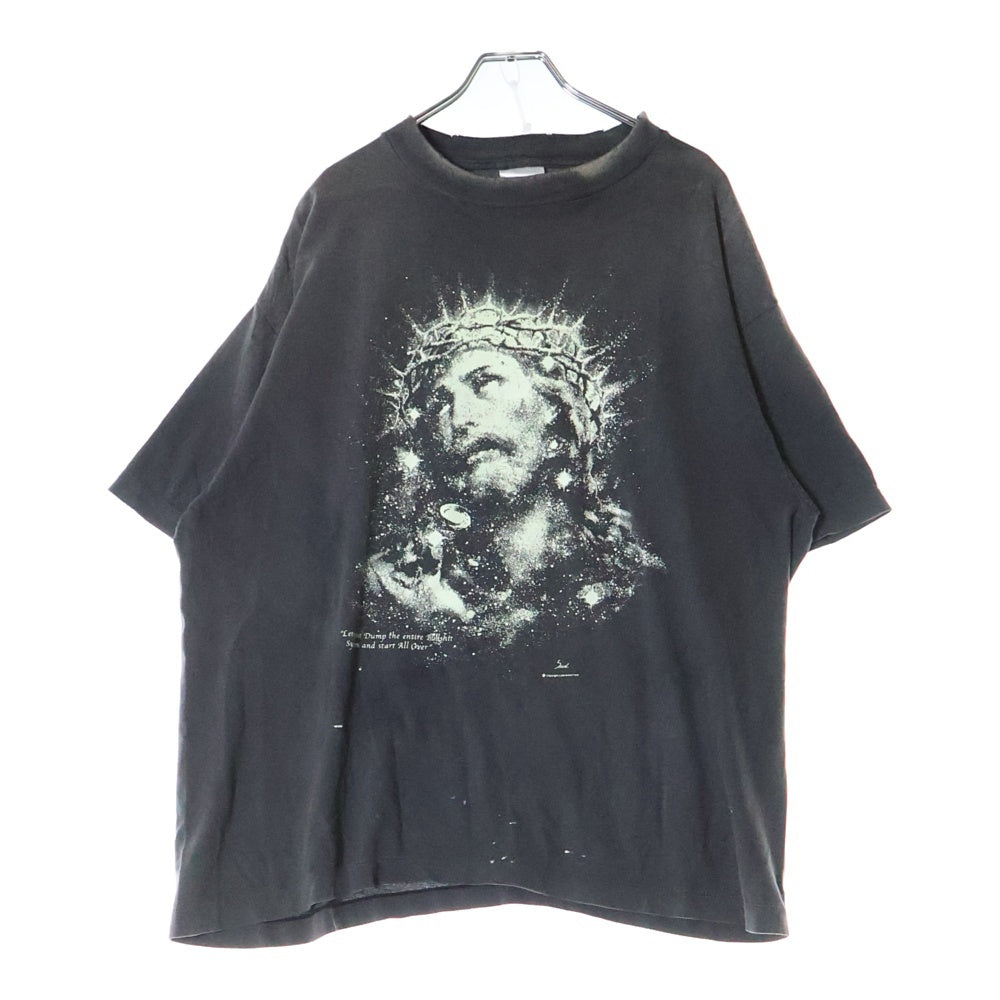 SAINT MICHAEL(セントマイケル) 25SS JESUS S/S TEE ジーザスプリントクルーネック半袖Tシャツカットソー グレー SM-HR8-0000-016