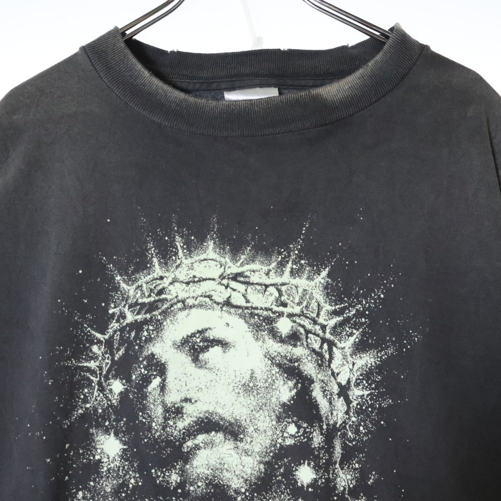 SAINT MICHAEL(セントマイケル) 25SS JESUS S/S TEE ジーザスプリントクルーネック半袖Tシャツカットソー グレー SM-HR8-0000-016