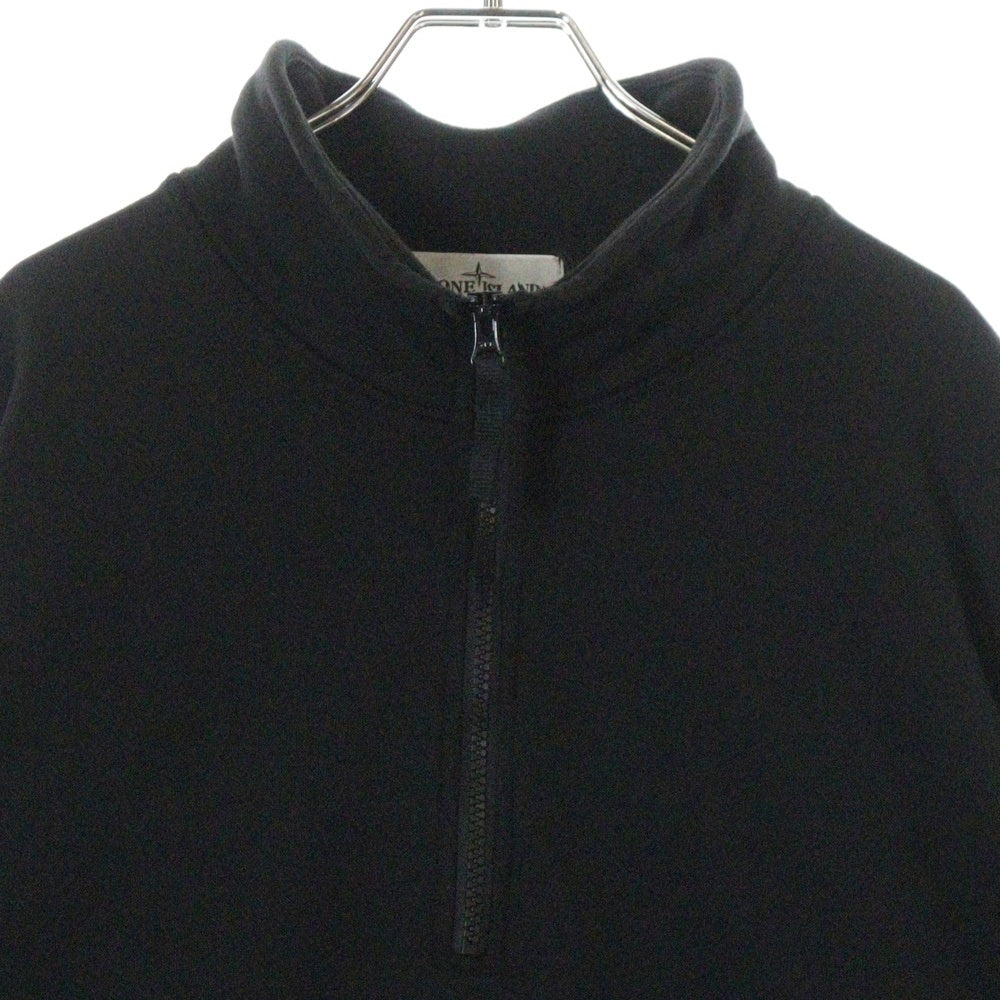 STONE ISLAND(ストーンアイランド) HALF ZIP SWEAT ハーフジップスウェットトレーナー 袖ロゴワッペン ブラック 801561951