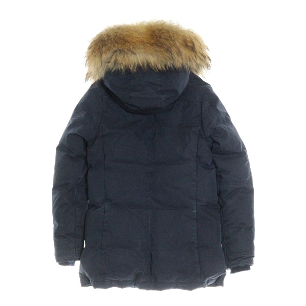 PYRENEX(ピレネックス) BORDEAUX Logo Down Jacket W17P1 CFU121600181 ボルドー ロゴ ダウンジャケット ファー付き フーディ レディース ネイビー