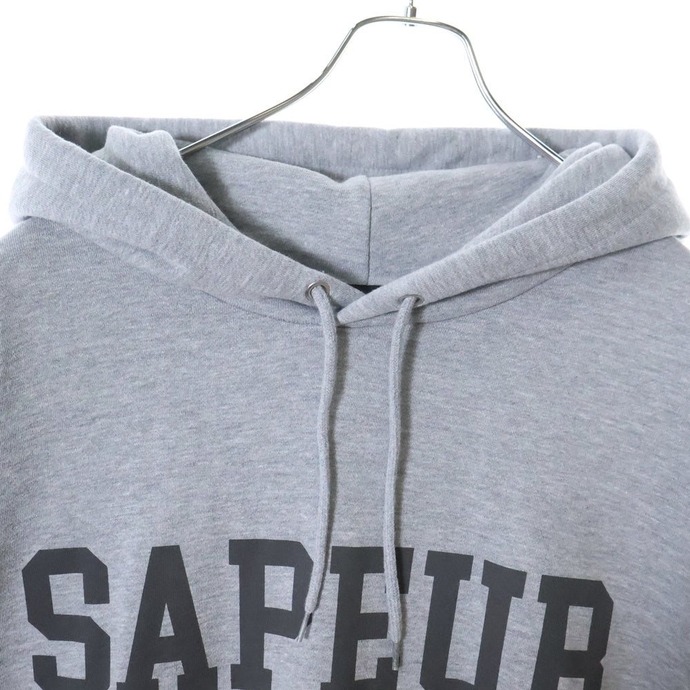 SAPEur(サプール) WOLF BASE Hoodie バックウルフプリント ロゴ プルオーバーパーカー フーディ グレー