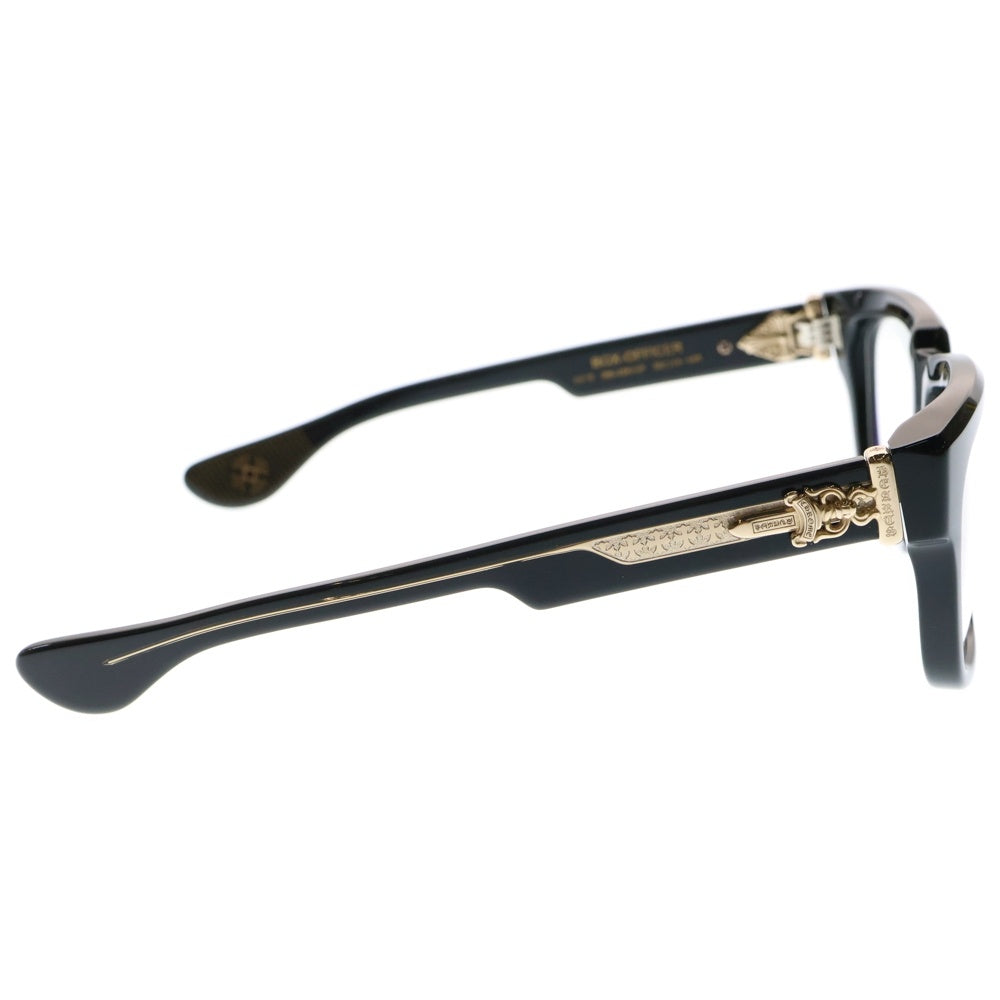 CHROME HEARTS(クロムハーツ) BOX-OFFICER BK-18KGP ダガーテンプル装飾 デモレンズ ブラックフレーム サングラス アイウェア ブラック/ゴールド