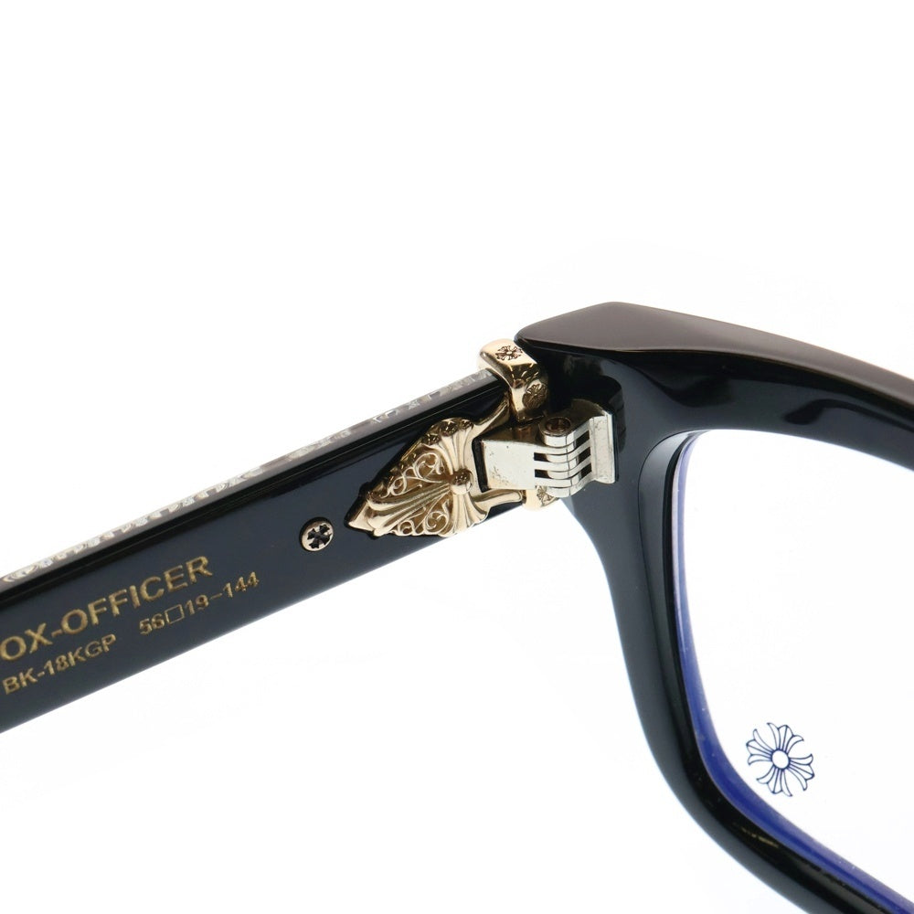 CHROME HEARTS(クロムハーツ) BOX-OFFICER BK-18KGP ダガーテンプル装飾 デモレンズ ブラックフレーム サングラス アイウェア ブラック/ゴールド