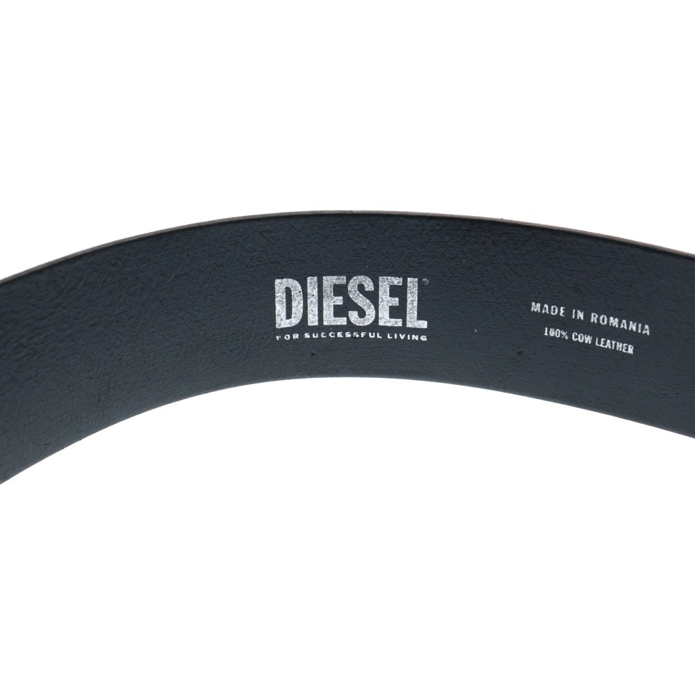 DIESEL(ディーゼル) Dロゴ レザー ベルト X08727 ブラック/シルバー