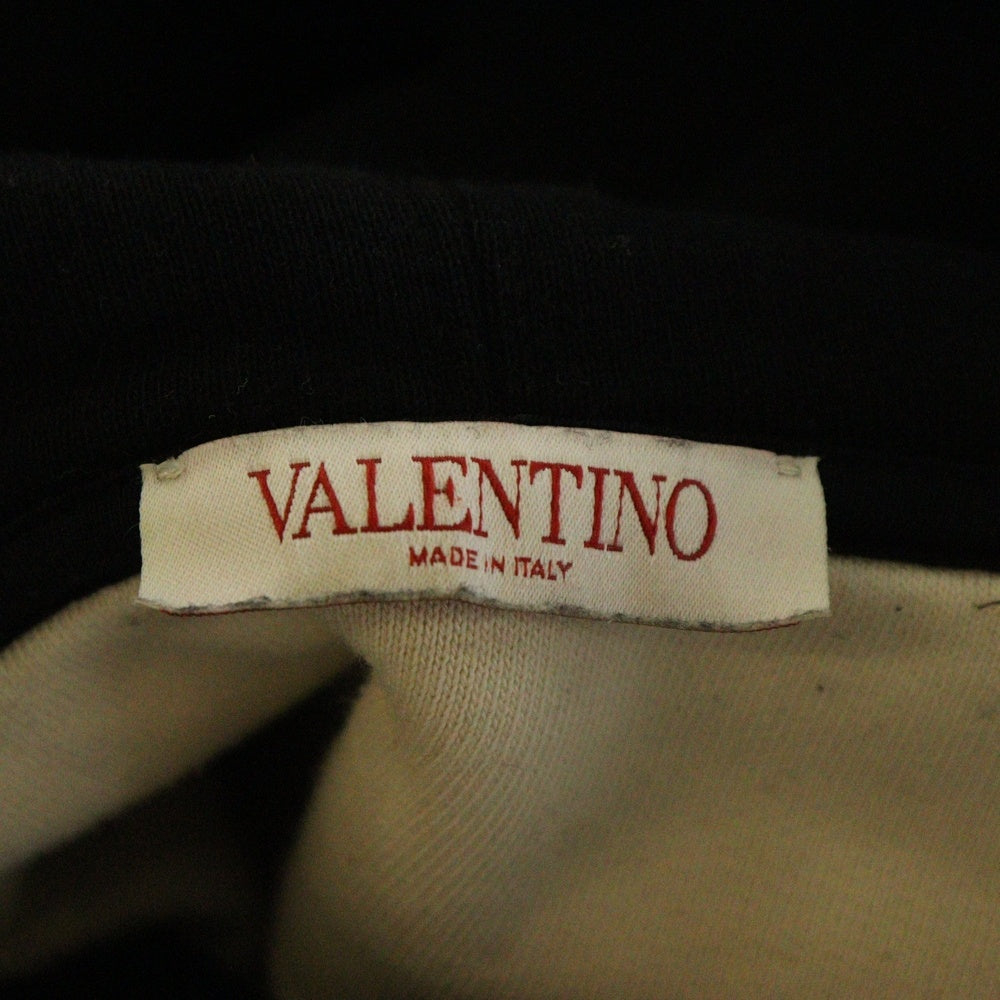 VALENTINO(ヴァレンティノ) 22AW VLTN Embroidered Hoodie 1V3MF23C8Q3 エンブロイダリード ロゴ プルオーバーパーカー フーディ ブラック/ベージュ