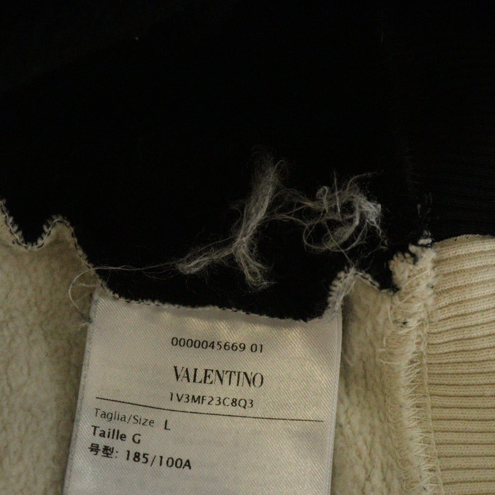 VALENTINO(ヴァレンティノ) 22AW VLTN Embroidered Hoodie 1V3MF23C8Q3 エンブロイダリード ロゴ プルオーバーパーカー フーディ ブラック/ベージュ