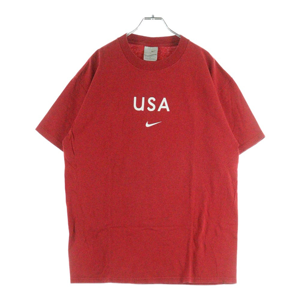 NIKE(ナイキ) 00s USA ロゴ クルーネック半袖Tシャツカットソー レッド