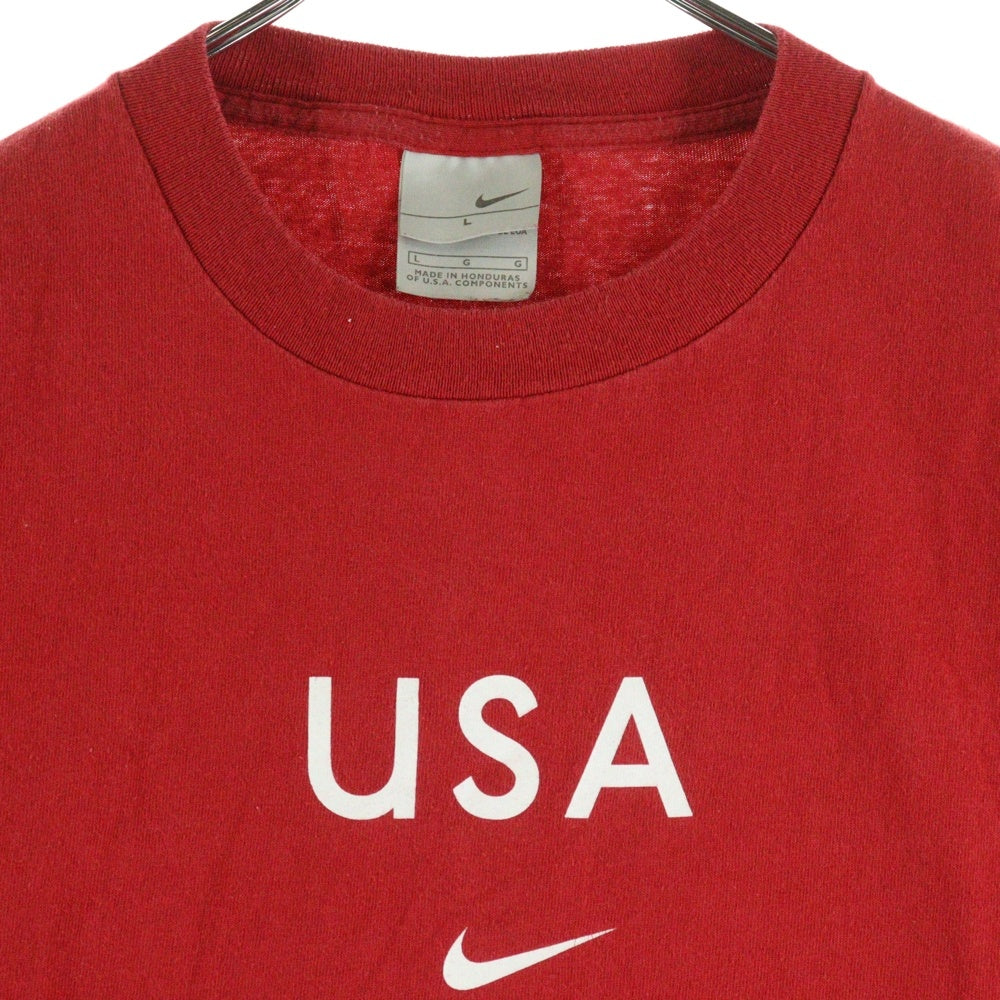 NIKE(ナイキ) 00s USA ロゴ クルーネック半袖Tシャツカットソー レッド