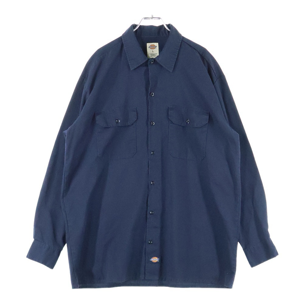 Dickies(ディッキーズ) ロゴ 長袖ワークシャツ ネイビー 607645069227