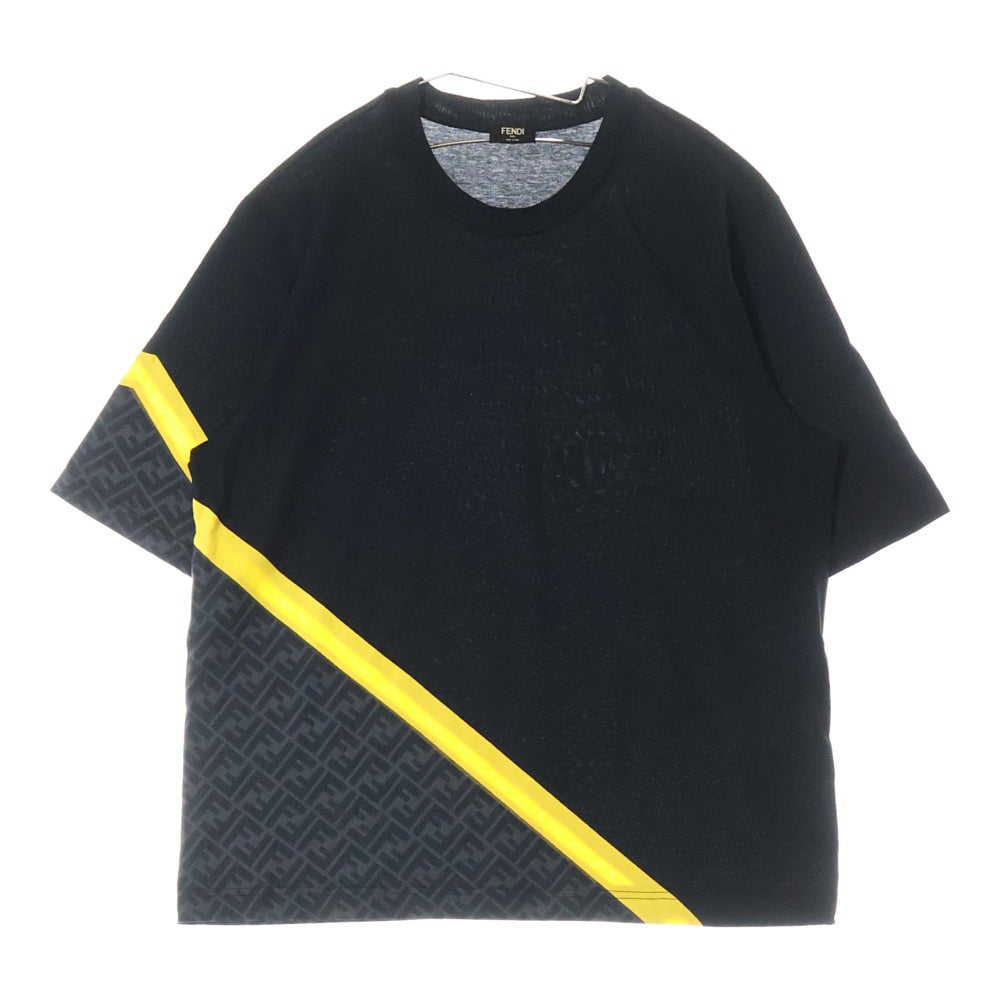 FENDI(フェンディ) 23SS FF ズッカ柄 クルーネック半袖Tシャツカットソー ブラック FAF682AN68