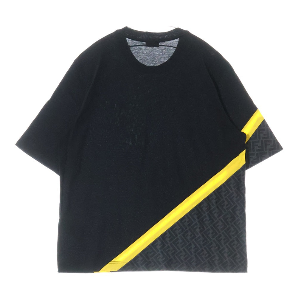 FENDI(フェンディ) 23SS FF ズッカ柄 クルーネック半袖Tシャツカットソー ブラック FAF682AN68