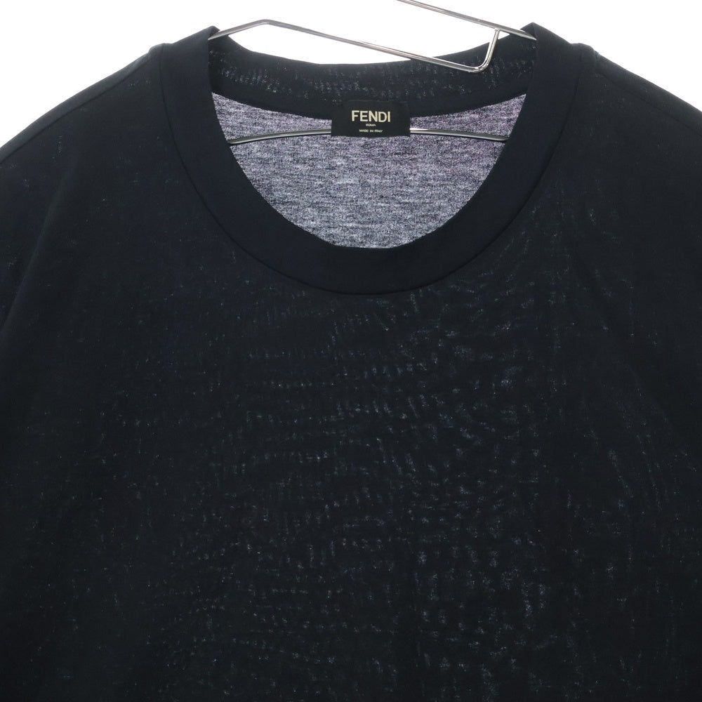 FENDI(フェンディ) 23SS FF ズッカ柄 クルーネック半袖Tシャツカットソー ブラック FAF682AN68
