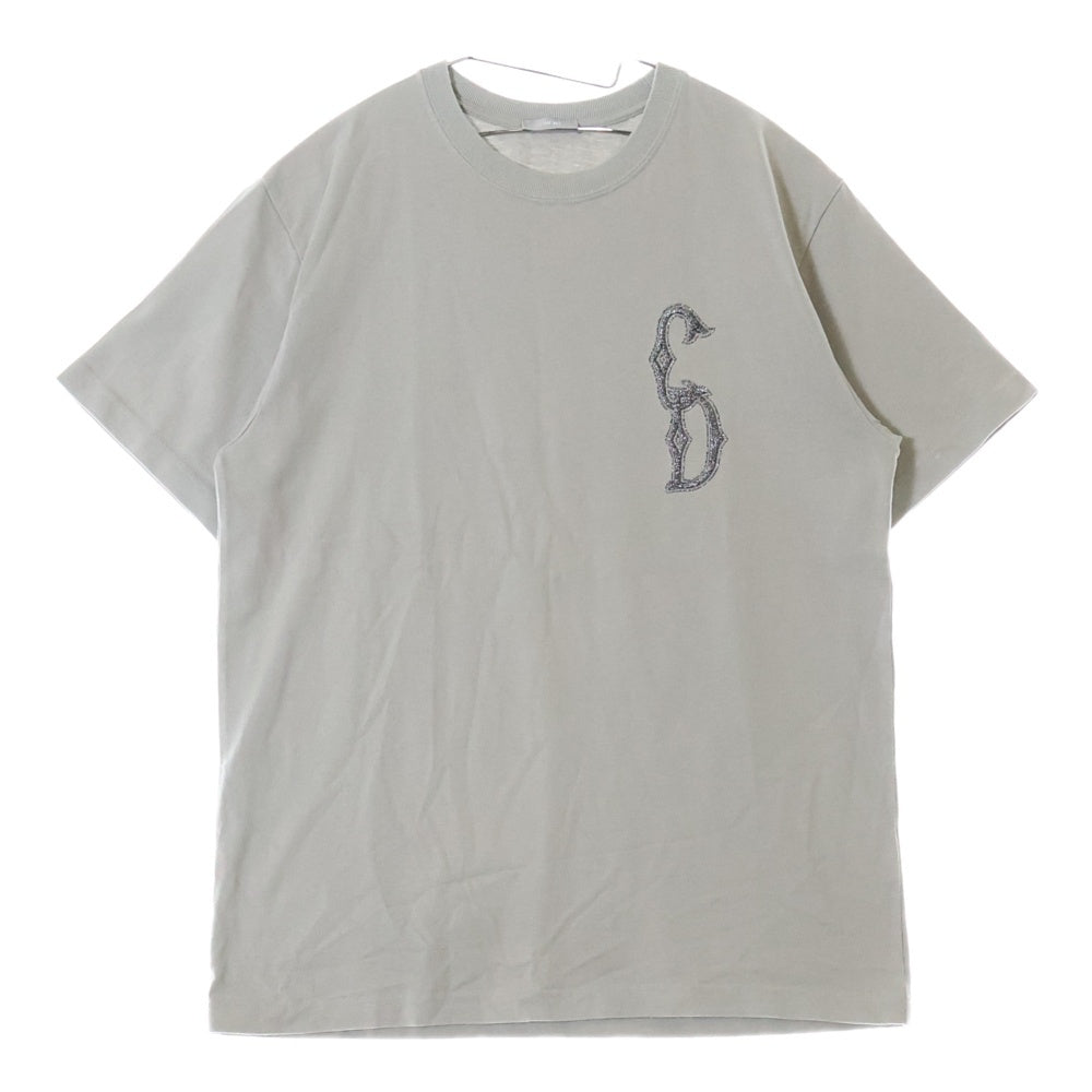 DIOR(ディオール) 23AW フロントワンポイントロゴ クルーネック半袖Tシャツカットソー グレー 343J637A0554