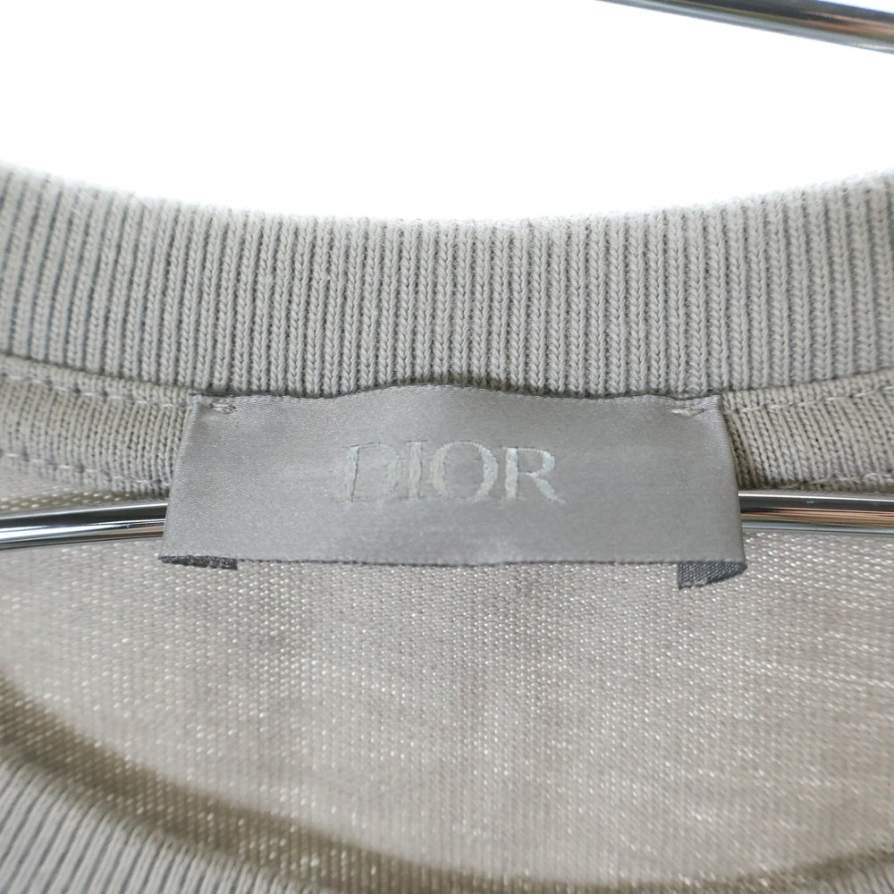 DIOR(ディオール) 23AW フロントワンポイントロゴ クルーネック半袖Tシャツカットソー グレー 343J637A0554